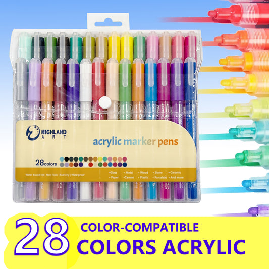 Acrylic Paint Art Markers Set Of 36, Highland Art Value Pack! Multiple color Set, Christmas Gift New Year Gift,Perfect for Beginners ,Students, Artists [Highland Art]