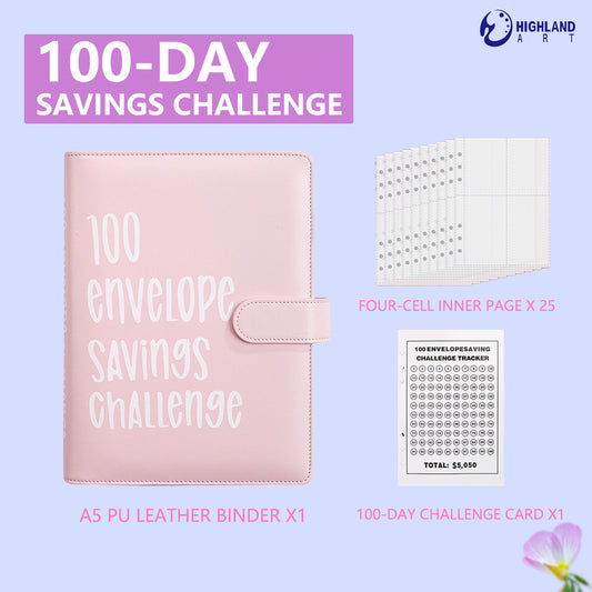 To Save $5050, 100 Envelopes Saving Challenge Budget Binder, 1 Set Money Saving Binder Budget Planners with Clear Cash Pockets, Savings Binder, Cash Binder, Portable Save Money Budget Planner Book, Money Organizer for Cash, Office Stationery Supplies