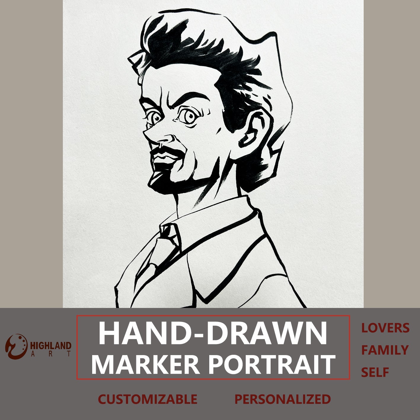 Flash Sale - Custom portrait - Private Customization [15.7 x 11.8 In] （One Person Only ）