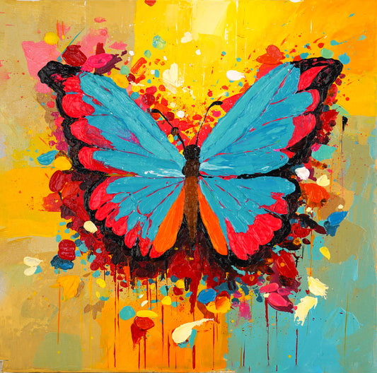 Butterfly - Colorful - “Acrylic painting” - painting for Room - 15.7x15.7 Inches - [Judy0002]
