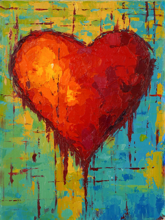 Heart - “Acrylic painting” - painting for Room - 15.7x11.8 Inches - [Judy0001]